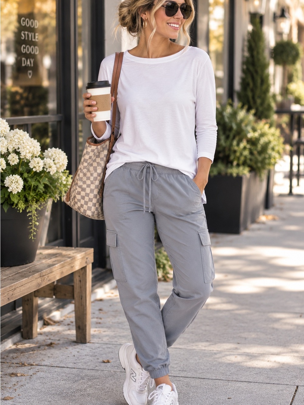 Jones New York White Long-Sleeve Scoop Neck Tee